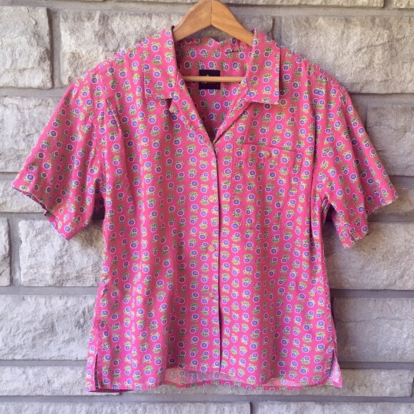 90s Hot Pink Floral Button Down from LizSport - Picture 2 of 5